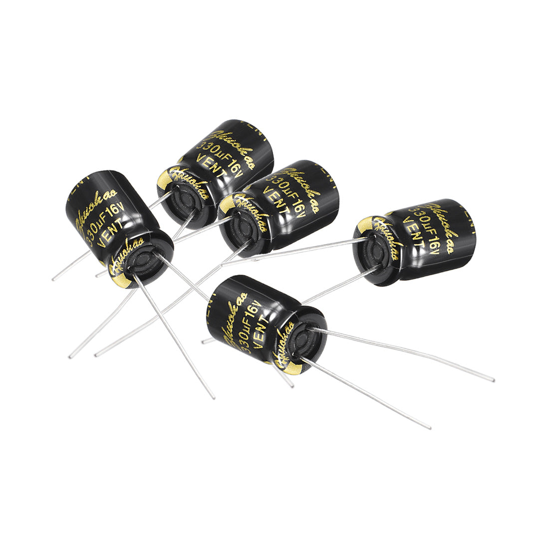 uxcell Uxcell Aluminum Radial Electrolytic Capacitor with 330uF 16V 105 Celsius Life 2000H 8 x 12 mm Black 5pcs
