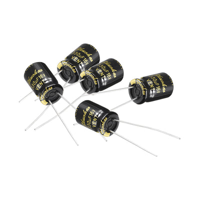 Harfington Uxcell Aluminum Radial Electrolytic Capacitor with 330uF 16V 105 Celsius Life 2000H 8 x 12 mm Black 5pcs