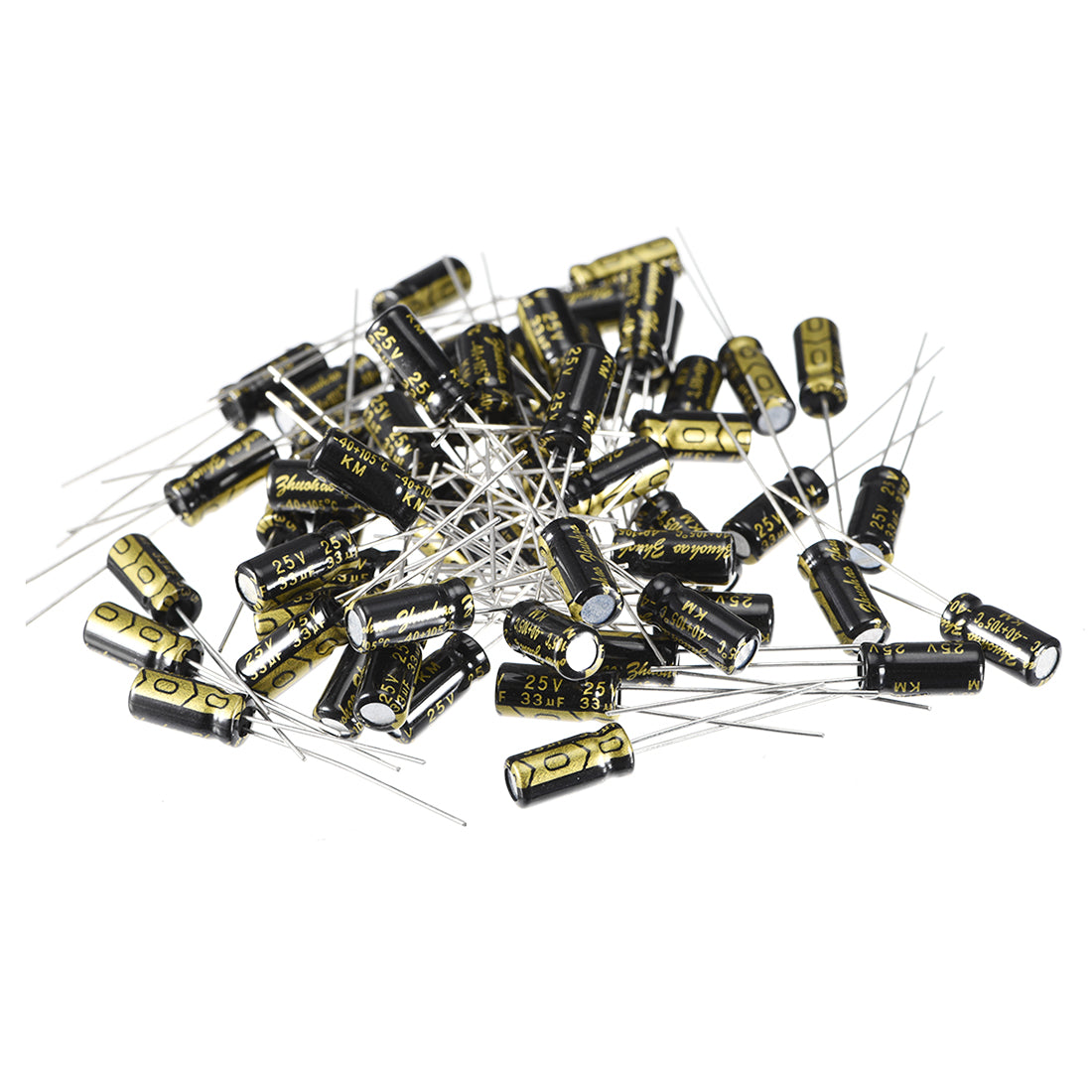 uxcell Uxcell Aluminum Radial Electrolytic Capacitor with 33uF 25V 105 Celsius Life 2000H 5 x 11 mm Black 50pcs