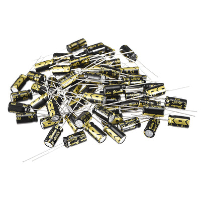 Harfington Uxcell Aluminum Radial Electrolytic Capacitor with 470uF 10V 105 Celsius Life 2000H 6 x 12 mm Black 50pcs