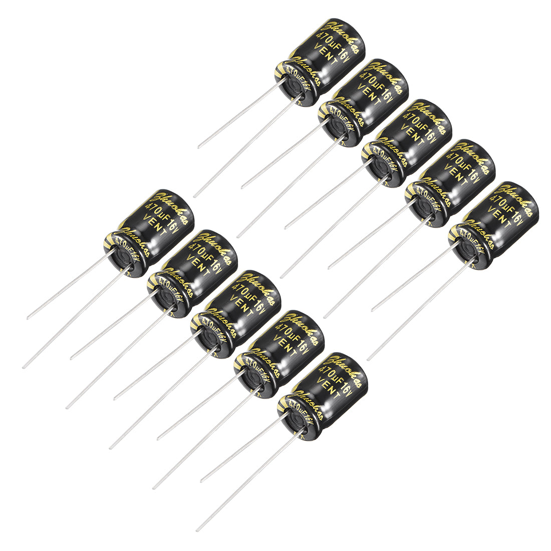 uxcell Uxcell Aluminum Radial Electrolytic Capacitor with 470uF 16V 105 Celsius Life 2000H 8 x 12 mm Black 10pcs