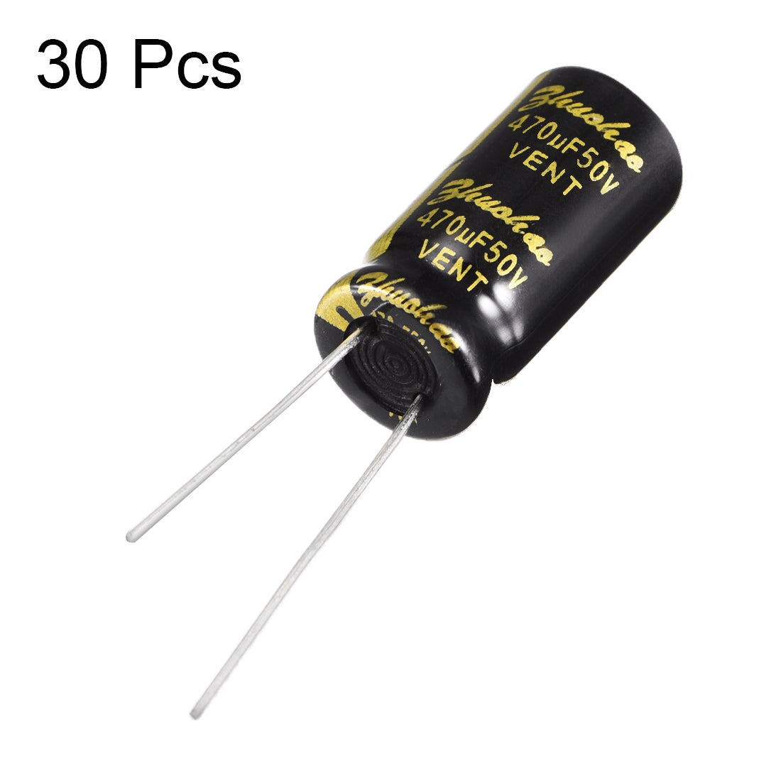 uxcell Uxcell Aluminum Radial Electrolytic Capacitor with 470uF 50V 105 Celsius Life 2000H 10 x 20 mm Black 30pcs
