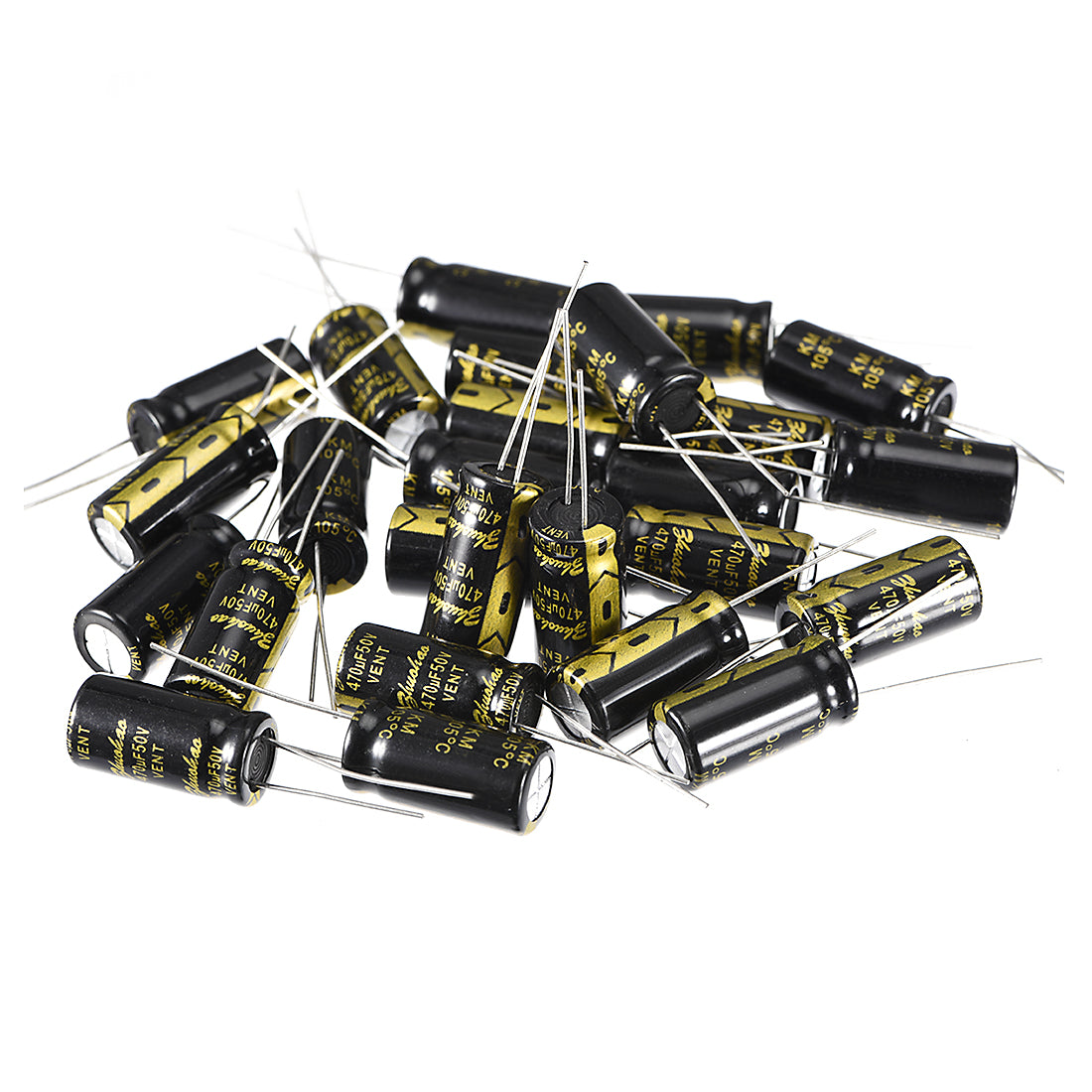 uxcell Uxcell Aluminum Radial Electrolytic Capacitor with 470uF 50V 105 Celsius Life 2000H 10 x 20 mm Black 25pcs