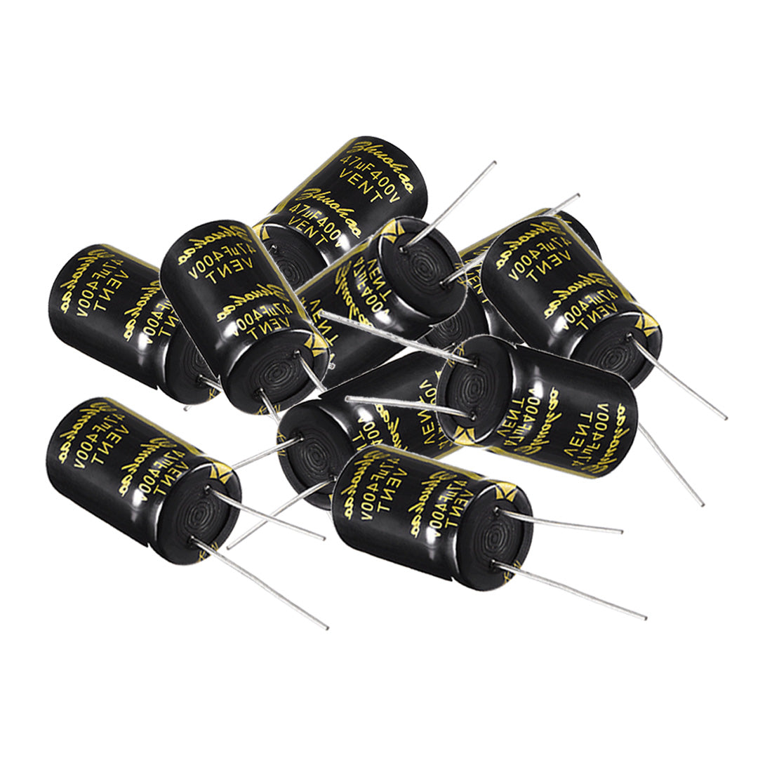 uxcell Uxcell Aluminum Radial Electrolytic Capacitor with 47uF 400V 105 Celsius Life 2000H 16 x 26 mm Black 10pcs