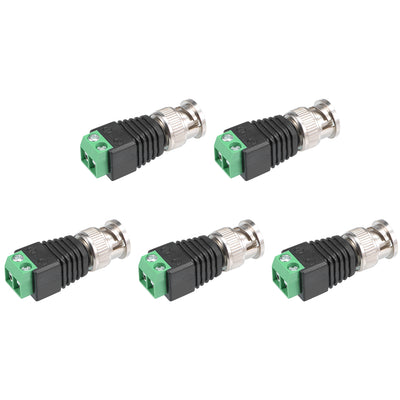 Harfington Uxcell 5pcs Cat5 to Coaxial Camera CCTV BNC Male Jack Connector Screw Terminal Adapter