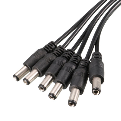 Harfington Uxcell Splitter Cable 1 Female to 6 Male Connectors 36cm 5.5x2.1mm Black