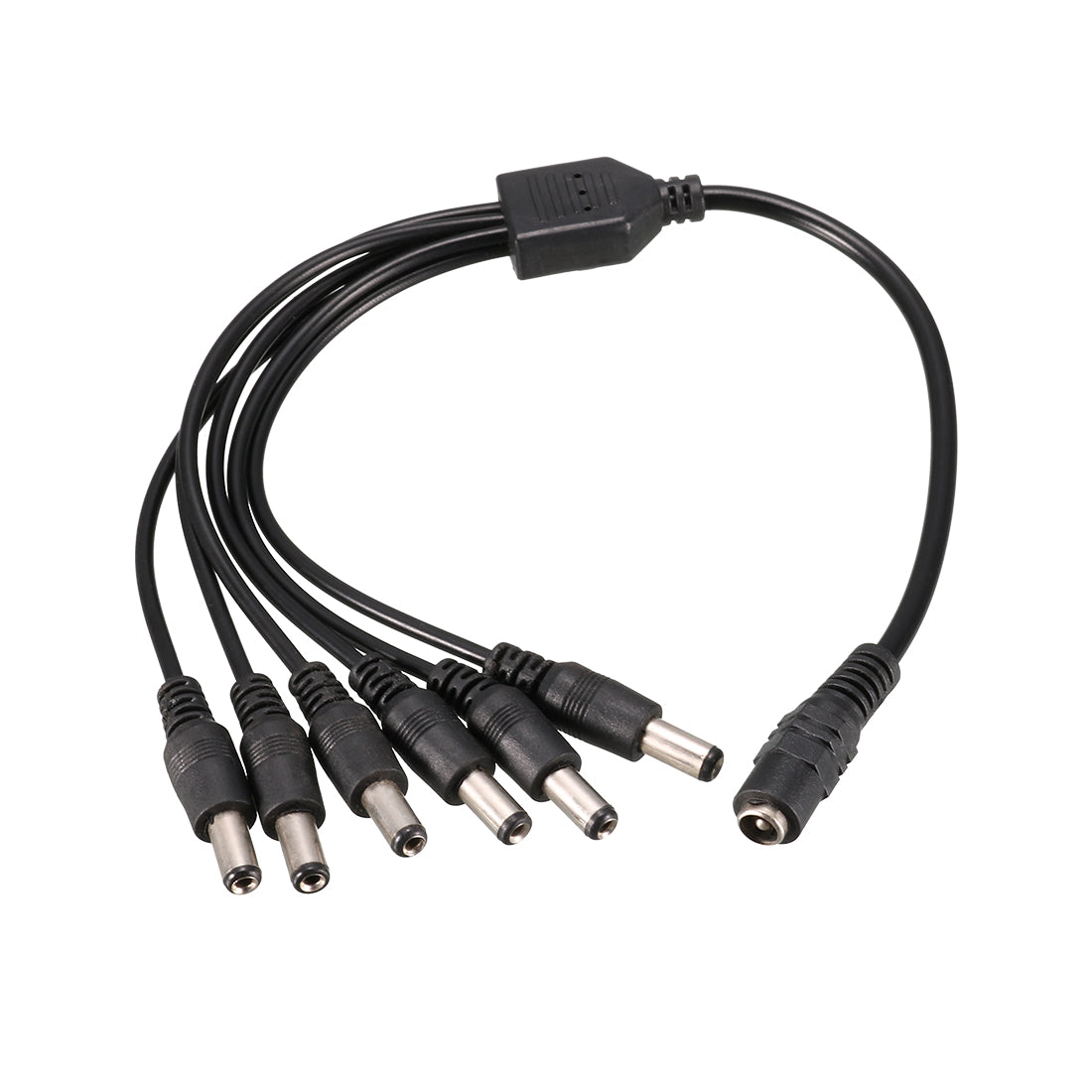 uxcell Uxcell Splitter Cable 1 Female to 6 Male Connectors 36cm 5.5x2.1mm Black