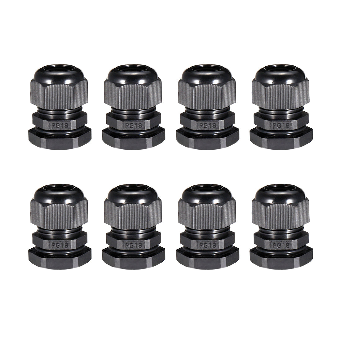 uxcell Uxcell PG19 Cable Gland Waterproof Plastic Joint Adjustable Locknut for 8-15mm Dia Cable Wire 8Pcs