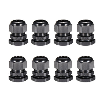 Harfington Uxcell PG19 Cable Gland Waterproof Plastic Joint Adjustable Locknut for 8-15mm Dia Cable Wire 8Pcs
