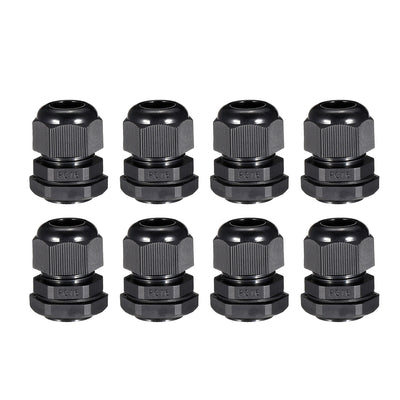 Harfington Uxcell PG16 Cable Gland Waterproof Plastic Joint Adjustable Locknut for 10-14mm Dia Cable Wire 8Pcs