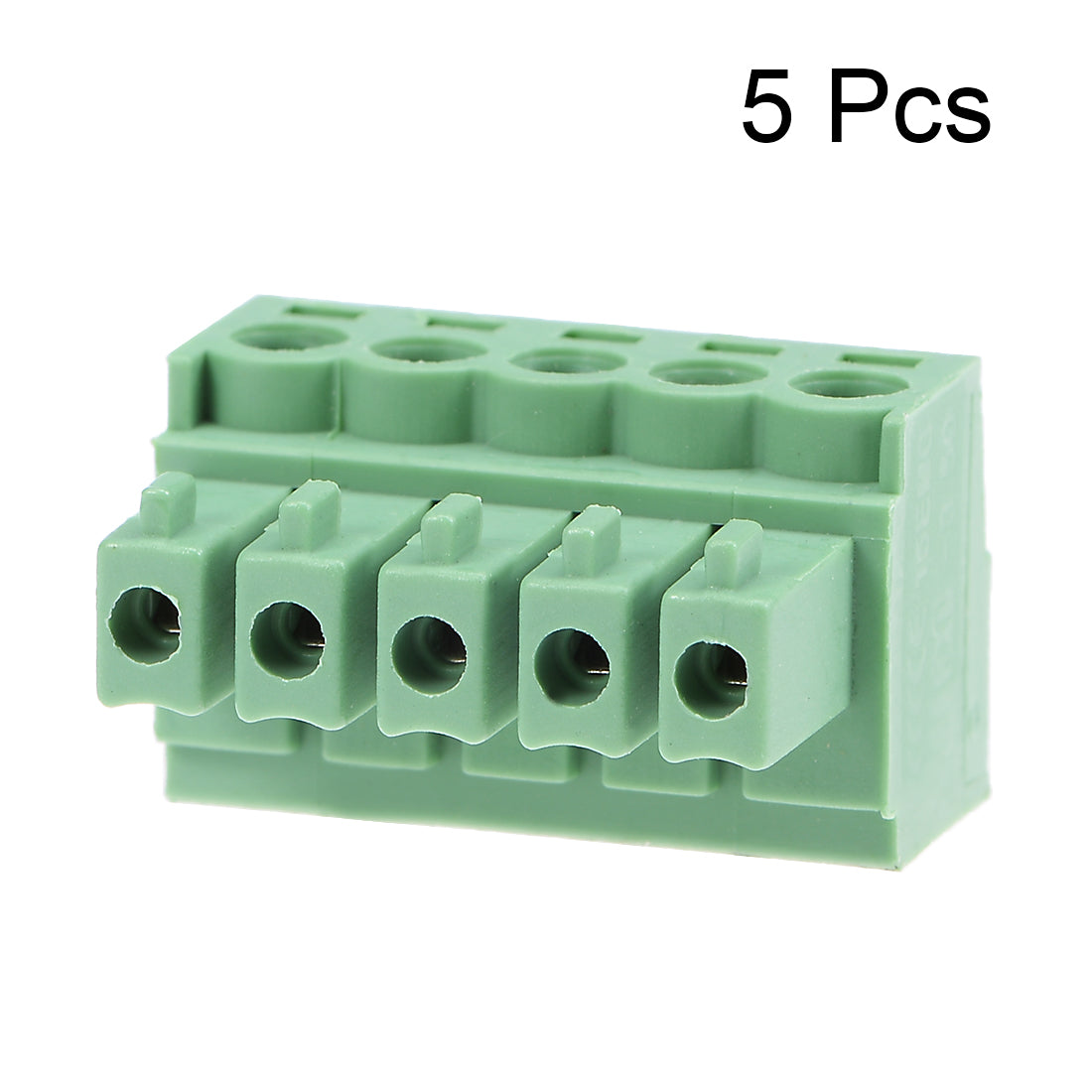 uxcell Uxcell 5Pcs AC300V 8A 3.5mm Pitch 5P Flat Angle Needle Seat Insert-In PCB Terminal Block Connector green