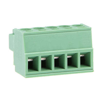 Harfington Uxcell 5Pcs AC300V 8A 3.5mm Pitch 5P Flat Angle Needle Seat Insert-In PCB Terminal Block Connector green