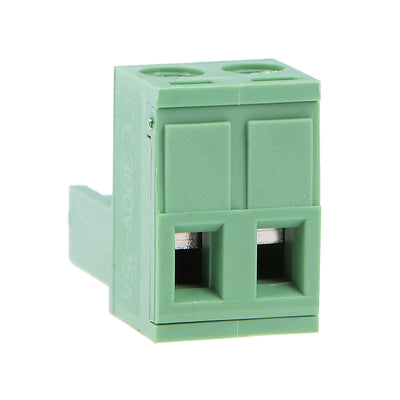 Harfington Uxcell 20Pcs AC300V 15A 5.08mm Pitch 2P Flat Angle Needle Seat Insert-In PCB Terminal Block Connector green