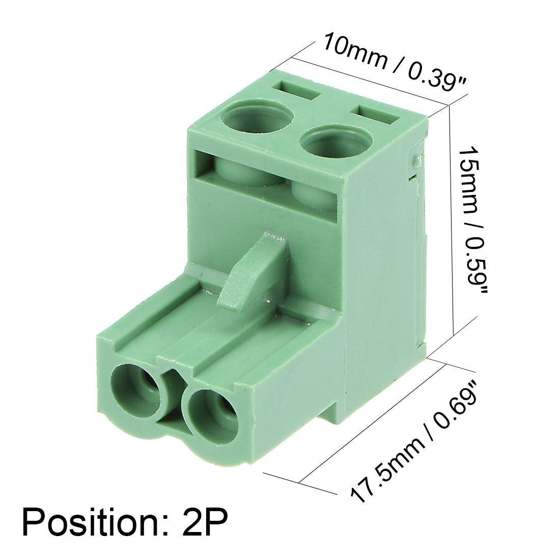 uxcell Uxcell 20Pcs AC300V 15A 5.08mm Pitch 2P Flat Angle Needle Seat Insert-In PCB Terminal Block Connector green