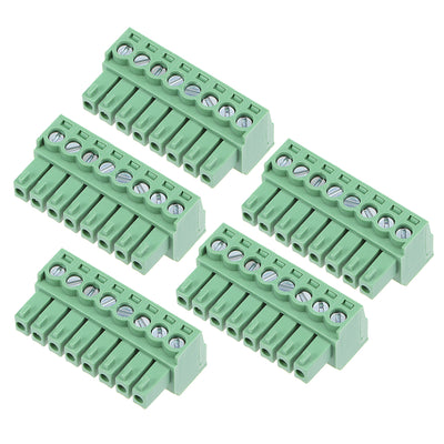 Harfington Uxcell 5Pcs AC300V 8A 3.5mm Pitch 8P Needle Seat Insert-In PCB Terminal Block green