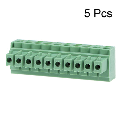 Harfington Uxcell 5Pcs AC300V 8A 3.5mm Pitch 10P Needle Seat Insert-In PCB Terminal Block green