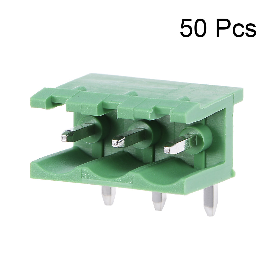 uxcell Uxcell 50Pcs AC 300V 15A 5.08mm Pitch 3P Flat Angle Needle Seat Insert-In PCB Terminal Block Connector