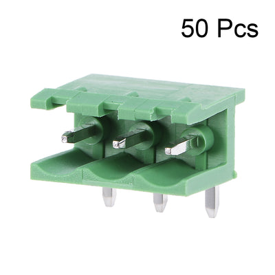 Harfington Uxcell 50Pcs AC 300V 15A 5.08mm Pitch 3P Flat Angle Needle Seat Insert-In PCB Terminal Block Connector