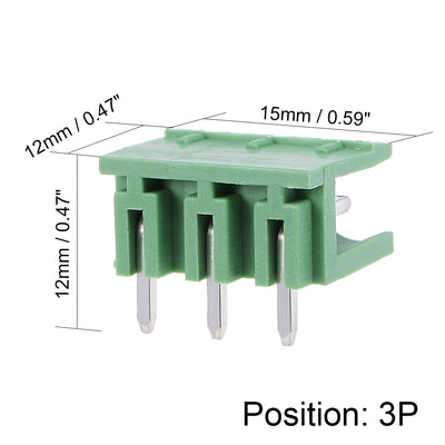 Harfington Uxcell 50Pcs AC 300V 15A 5.08mm Pitch 3P Flat Angle Needle Seat Insert-In PCB Terminal Block Connector