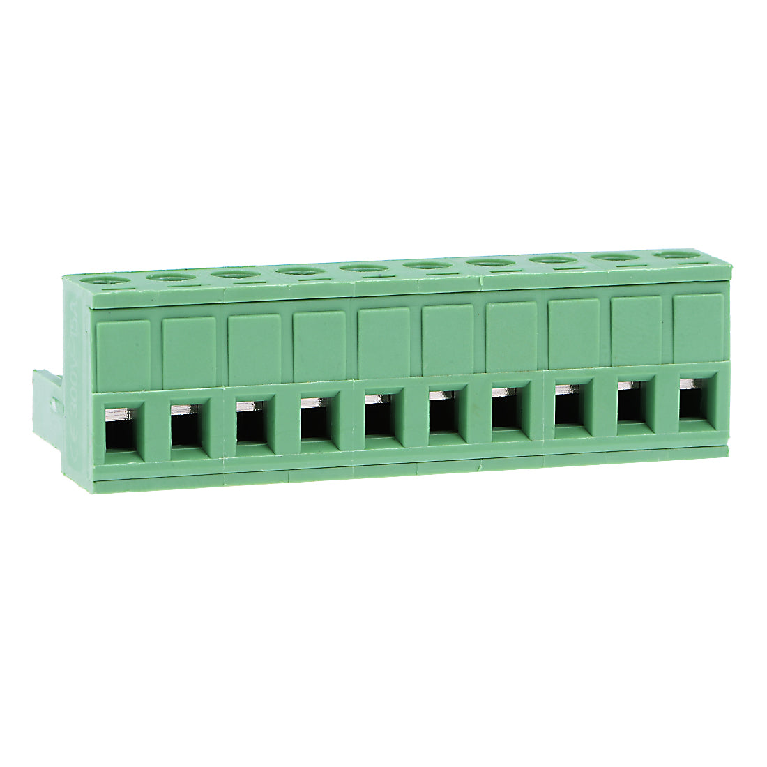uxcell Uxcell 4Pcs AC 300V 15A 5.08mm Pitch 10P Flat Angle Needle Seat Plug-In PCB Terminal Block Connector Green