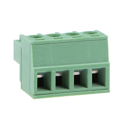 Harfington Uxcell 25Pcs AC 300V 8A 3.5mm Pitch 4P Flat Angle Needle Seat Insert-In PCB Terminal Block Connector Green