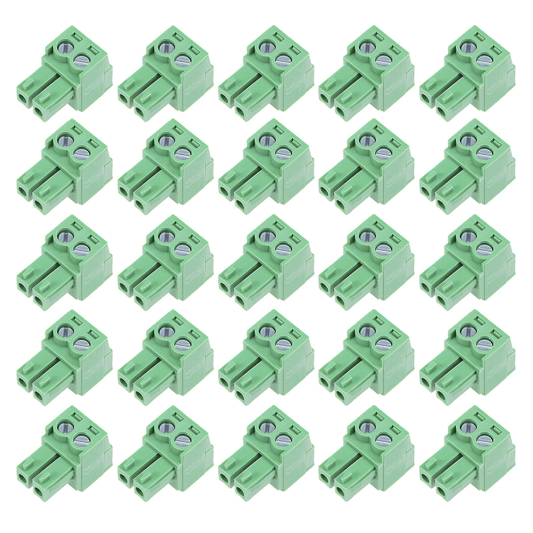 uxcell Uxcell 25Pcs AC300V 10A 3.81mm Pitch 2P Flat Angle Needle Seat Insert-In PCB Terminal Block Connector green
