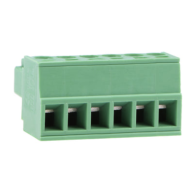 Harfington Uxcell 15Pcs AC300V 8A 3.5mm Pitch 6P Flat Angle Needle Seat Insert-In PCB Terminal Block Connector green