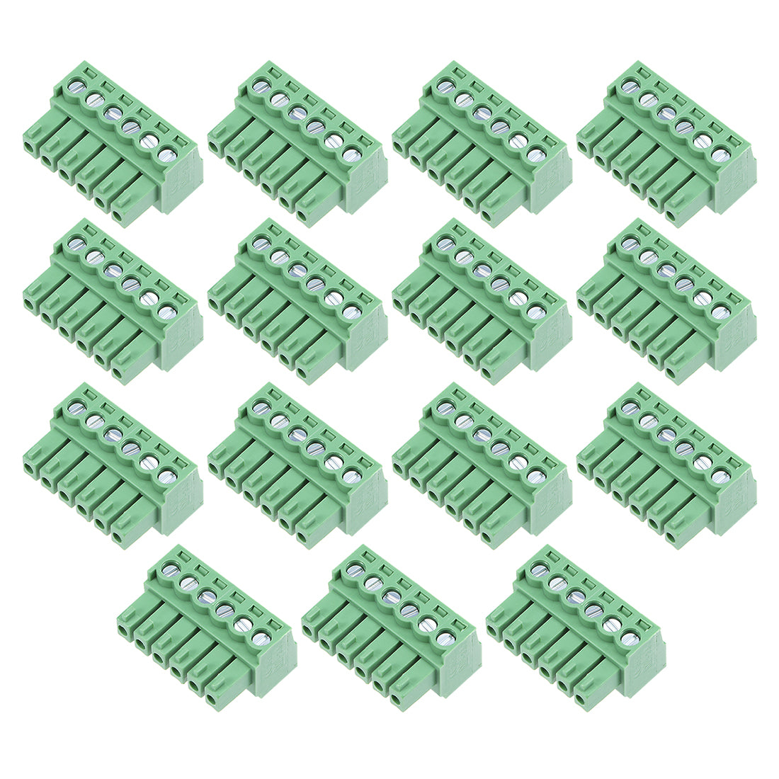 uxcell Uxcell 15Pcs AC300V 8A 3.5mm Pitch 6P Flat Angle Needle Seat Insert-In PCB Terminal Block Connector green