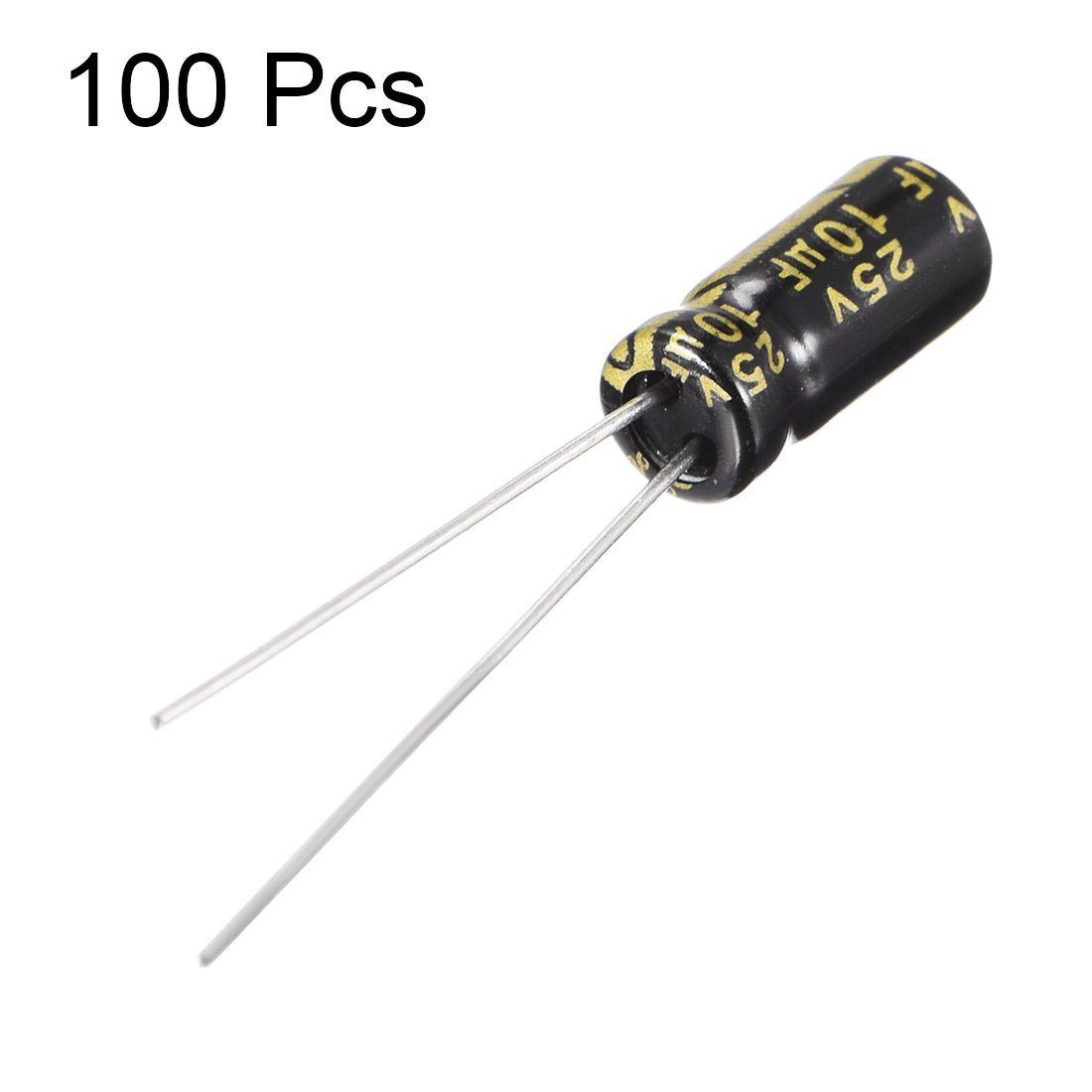 uxcell Uxcell Aluminum Radial Electrolytic Capacitor with 10uF 25V 105 Celsius Life 2000H 5 x 11 mm Black 100 pcs