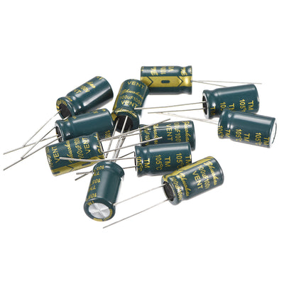 Harfington Uxcell Aluminum Radial Electrolytic Capacitor Low ESR Green with 100uF 100V 105 Celsius Life 3000H 10 x 17 mm High Ripple Current,Low Impedance 10pcs