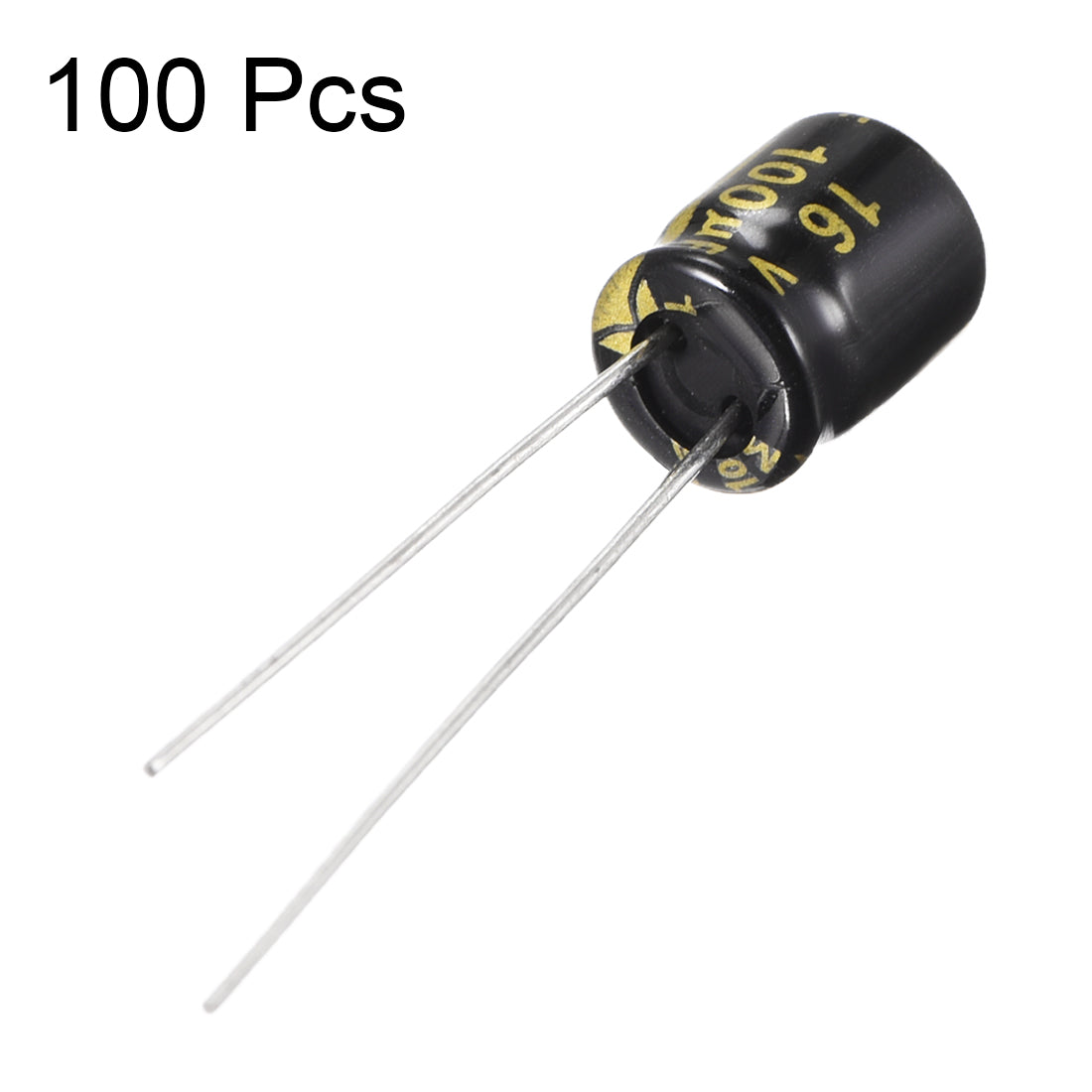 uxcell Uxcell Aluminum Radial Electrolytic Capacitor with 100uF 16V 105 Celsius Life 2000H 6.3 x 7 mm Black 100pcs