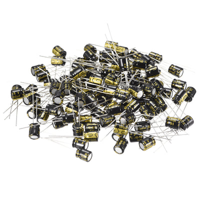 Harfington Uxcell Aluminum Radial Electrolytic Capacitor with 100uF 16V 105 Celsius Life 2000H 6.3 x 7 mm Black 100pcs