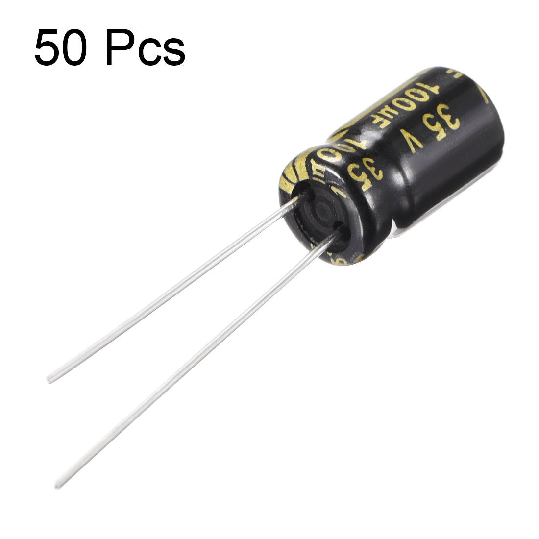 uxcell Uxcell Aluminum Radial Electrolytic Capacitor with 100uF 35V 105 Celsius Life 2000H 6.3 x 11 mm Black 50pcs