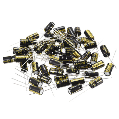 Harfington Uxcell Aluminum Radial Electrolytic Capacitor with 100uF 35V 105 Celsius Life 2000H 6.3 x 11 mm Black 50pcs