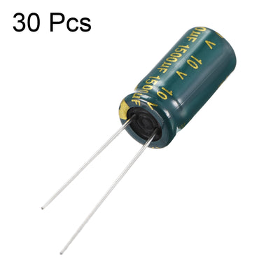 Harfington Uxcell Aluminum Radial Electrolytic Capacitor Low ESR Green with 1500uF 10V 105 Celsius Life 3000H 8 x 16 mm High Ripple Current,Low Impedance 30pcs