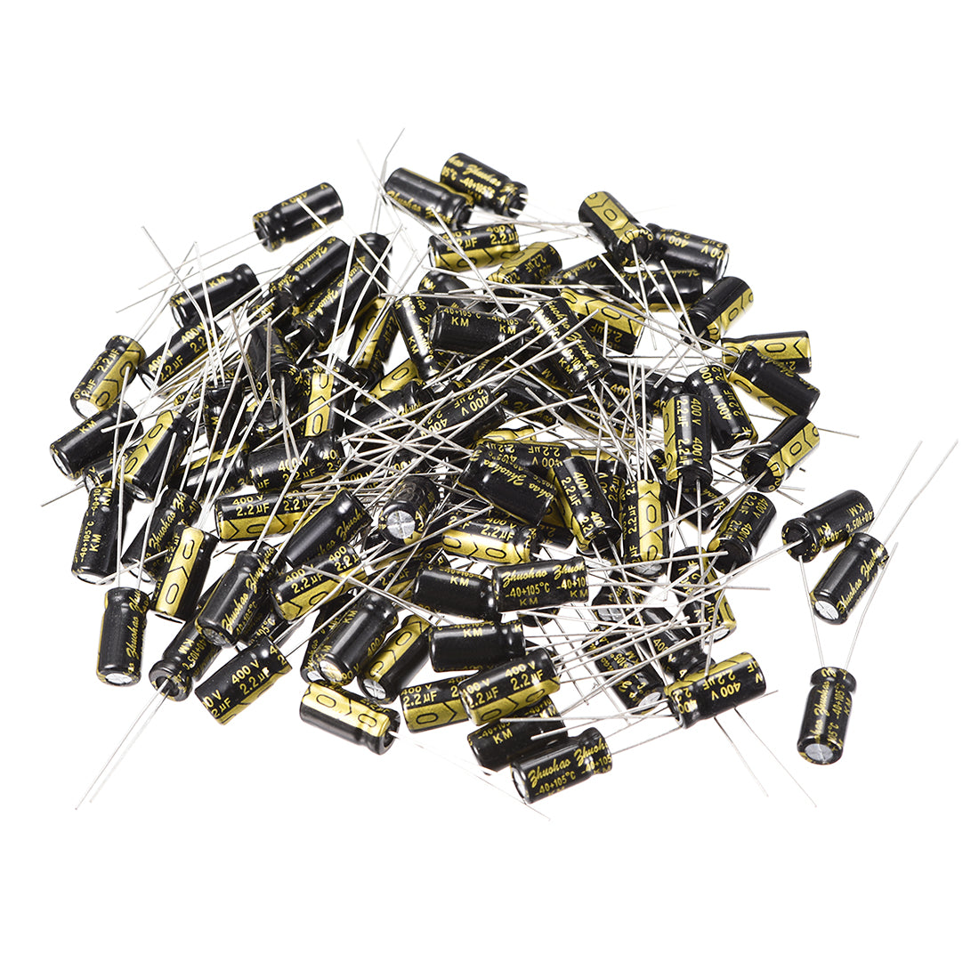 uxcell Uxcell Aluminum Radial Electrolytic Capacitor with 2.2uF 400V 105 Celsius Life 2000H 6 x 12 mm Black 100pcs