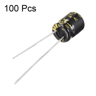 Harfington Uxcell Aluminum Radial Electrolytic Capacitor with 220uF 10V 105 Celsius Life 2000H 6.3 x 7 mm Black 100pcs