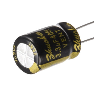 Harfington Uxcell Aluminum Radial Electrolytic Capacitor with 3.3uF 400V 105 Celsius Life 2000H 8 x 12 mm Black 30pcs