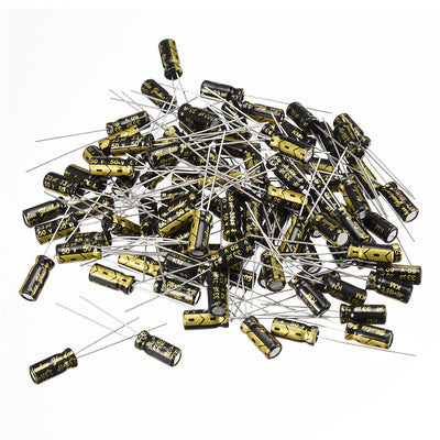 Harfington Uxcell Aluminum Radial Electrolytic Capacitor with 33uF 50V 105 Celsius Life 2000H 5 x 11 mm Black 100pcs