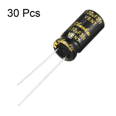Harfington Uxcell Aluminum Radial Electrolytic Capacitor with 330uF 35V 105 Celsius Life 2000H 8 x 16 mm Black 30pcs