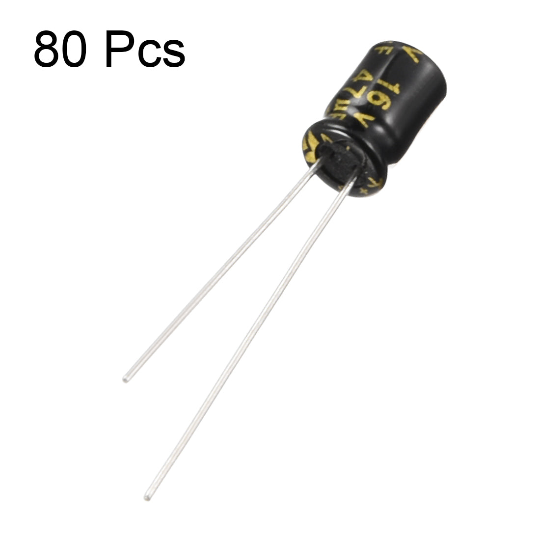 uxcell Uxcell Aluminum Radial Electrolytic Capacitor with 47uF 16V 105 Celsius Life 2000H 5 x 7 mm Black 80pcs