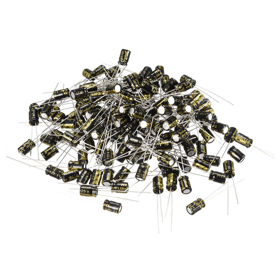 uxcell Uxcell Aluminum Radial Electrolytic Capacitor with 47uF 25V 105 Celsius Life 2000H 5 x 7 mm Black 150pcs