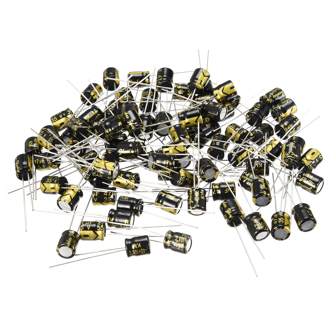 uxcell Uxcell Aluminum Radial Electrolytic Capacitor with 47uF 35V 105 Celsius Life 2000H 6.3 x 7 mm Black 100pcs