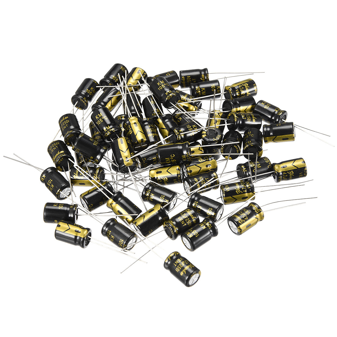 uxcell Uxcell Aluminum Radial Electrolytic Capacitor with 4.7uF 250V 105 Celsius Life 2000H 8 x 12 mm Black 50pcs