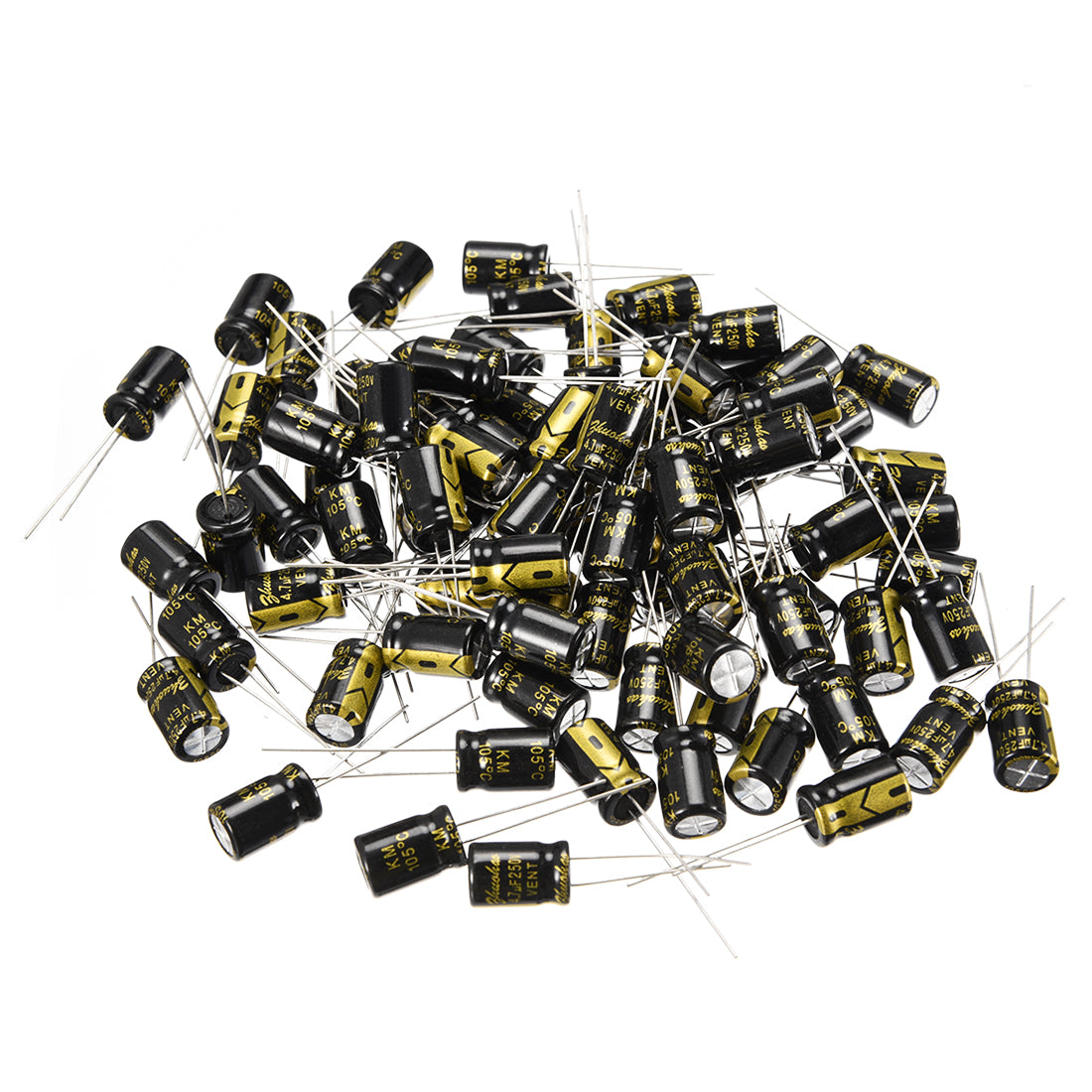 uxcell Uxcell Aluminum Radial Electrolytic Capacitor with 4.7uF 250V 105 Celsius Life 2000H 8 x 12 mm Black 80pcs