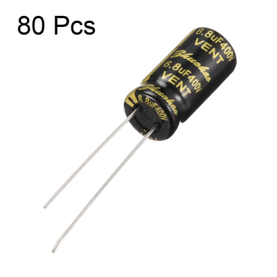 Harfington Uxcell Aluminum Radial Electrolytic Capacitor with 6.8uF 400V 105 Celsius Life 2000H 8 x 16 mm Black 80pcs