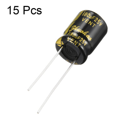 Harfington Uxcell Aluminum Radial Electrolytic Capacitor with 680uF 25V 105 Celsius Life 2000H 10 x 13 mm Black 15pcs