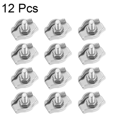 Harfington Uxcell 12 Pcs 304 Stainless Steel Single Wire Rope Clip Cable Clamp Suit for 1.5mm-2mm Rope