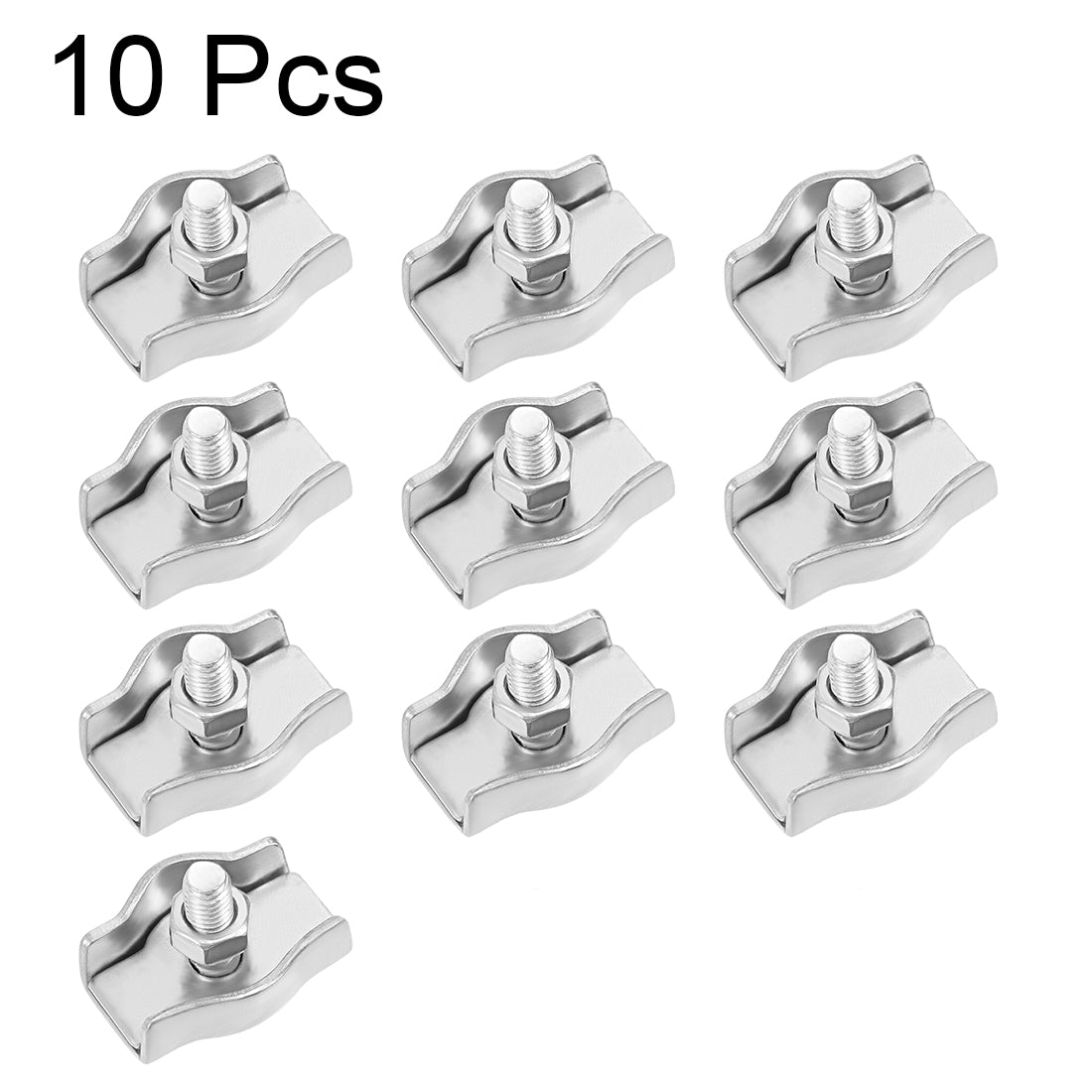uxcell Uxcell 10 Pcs 304 Stainless Steel Single Wire Rope Clip Cable Clamp Suit for 3mm-4mm Rope