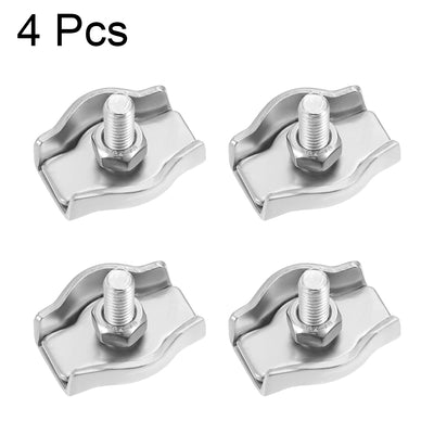 Harfington Uxcell 4 Pcs 304 Stainless Steel Single Wire Rope Clip Cable Clamp Suit for 4mm-5mm Rope